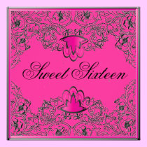 Sweet 16Royal Elegance Black Fuschia Invitation invitations