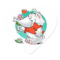 sweet amours elephant with flower heart sticker