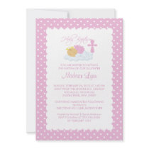 Sweet Angel Baby Girl & Cross Baptism Inviation Custom Invite
