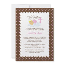 Sweet Angel Baby Girl & Cross Baptism Inviation Personalized Invites