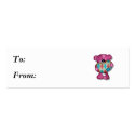 sweet argyle heart bear business cards