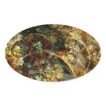 Sweet Autumn Abstract Fractal Art Oval Stickers
