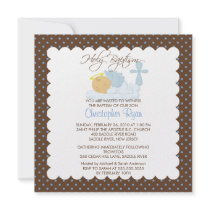 Sweet Baby Boy & Cross Holy Baptism Inviation Personalised Invites