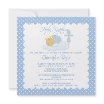 Sweet Baby Boy & Cross Holy Baptism Inviation Personalized Invites