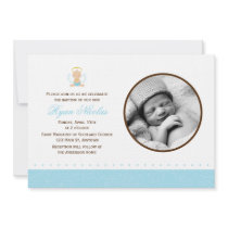 Sweet Baby Boy Photo Baptism Personalized Invite
