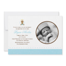 Sweet Baby Boy Photo Baptism Personalized Invites