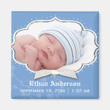 Sweet Baby Boy Photo Birth Announcement Magnets