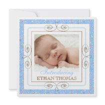 Sweet Baby Boy Whimsical Bubbles Photo Birth Announcements