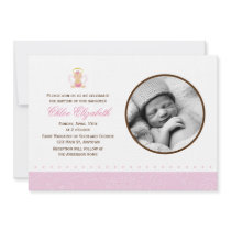 Sweet Baby Girl Photo Baptism Custom Invites