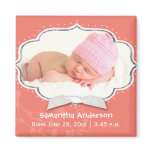 Sweet Baby Girl Photo Birth Announcement Magnets