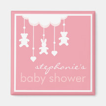 Sweet Baby Girl Pink Mobile Baby Shower Favour Magnet