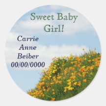 Sweet Baby Girl stickers Baby Name Birth Date