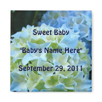 Sweet Baby magnet Baby's name Birthdate Hydrangea