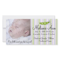Sweet Baby Pea Photo Birth Announcements