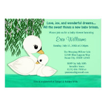 Sweet Baby Swan Baby Shower invitation Mommy Kiss