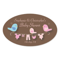 Sweet Bird Family Pink Baby Girl Shower Sticker