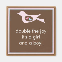 Sweet Bird Mummy with Twin Girl and Boy Refrigerator Magnets