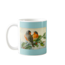 Sweet Birds Vintage Postcard Print Mug Coffee Cup