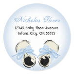 Sweet Blue Baby Shoe Address Label stickers