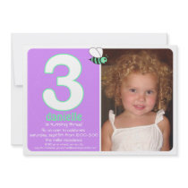 Sweet Buzzy Bee Three Year Photo Invite 2