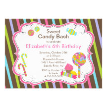 Sweet Candy Bash Girl Birthday Party Invitation