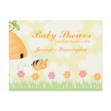 Sweet cartoon bumble bee baby shower invitation postcards