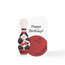 Sweet Cherry Argyle Bowling Design Cards