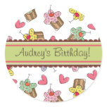 Sweet Cherry Cupcakes Birthday Gift Label Sticker