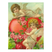 Sweet Cherubs and Hearts Post Cards