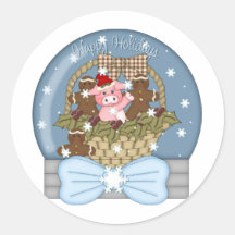 Sweet Christmas Pigs and Gingers Snowglobes Sticker