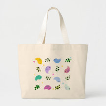 Sweet Colourful Birds Pattern Canvas Bag