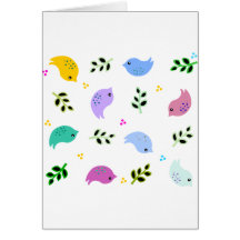 Sweet Colourful Birds Pattern Card
