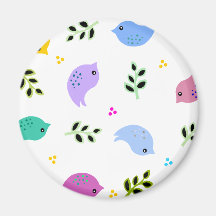 Sweet Colourful Birds Pattern Fridge Magnet