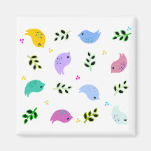 Sweet Colourful Birds Pattern Fridge Magnets