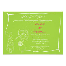 Sweet Couple in the Rain Engagement Invitation