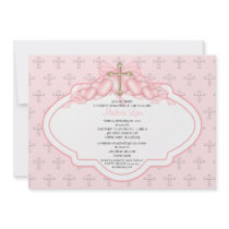 Sweet Cross Baby Girl Baptism Inviation