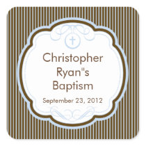 Sweet Cross In Frame Baptism Favour Seal Square Sticker