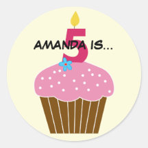 Sweet Cupcake Fifth Birthday Sticker