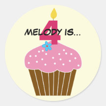 Sweet Cupcake Fourth Birthday Sticker