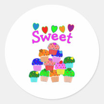 "Sweet" Cupcake Stack with Bright Hearts Stickers