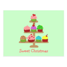 Sweet Cupcakes Christmas Cards Post Card