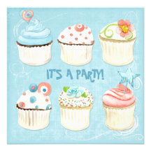 Sweet Cupcakes - It's a Party!  Bday Invitation