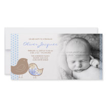 Sweet Damask Chicks Baby Boy Announcement Photo Ca Personalised Photo Card