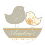 Sweet Damask Chicks Blue Baby Shower Label Sticker