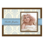 Sweet Damask Chocolate Birth Announcement (blue)
