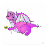 Sweet Dreams - Cute Purple Dragon with Flower stickers
