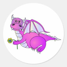 Sweet Dreams - Cute Purple Dragon with Flower Stickers