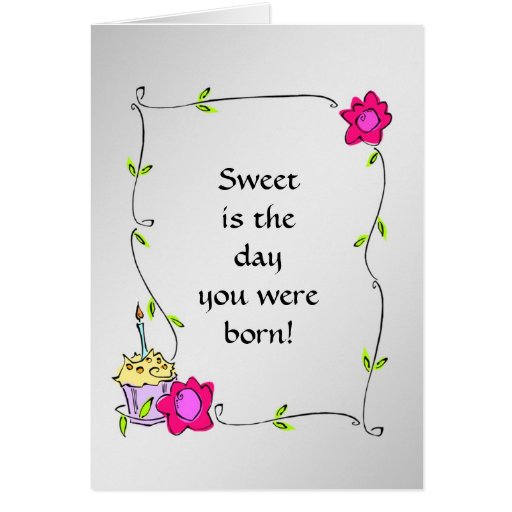 Sweet - Feminine Cupcake and Fowers Girly Card