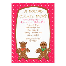 Sweet Gingerbread Holiday Cookie Swap Invitations