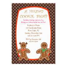Sweet Gingerbread Holiday Cookie Swap Invitations